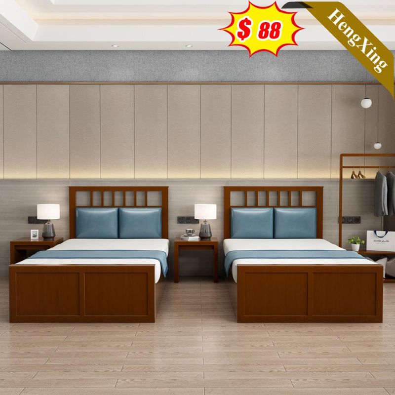 New Chinese Home Hotel Furniture Oak Cushion Headboard Luxury Hotel Bedroom Bed