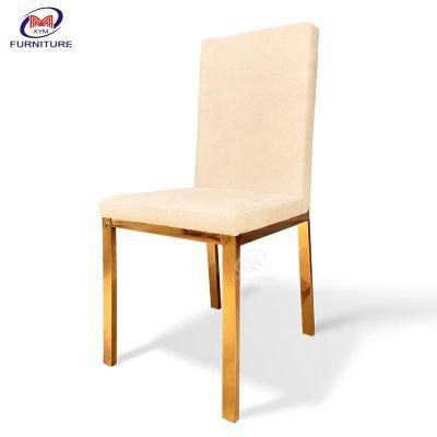 Luxury Elegant Upholstered Gold Stackable Stainless Steel Chairs