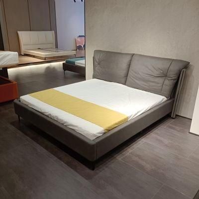 Italy Bed Adult Double Bed Modern Headboard Technology Cloth Upholstery Bedroom Furniture Bed