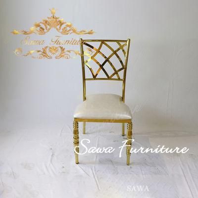 Modern Royal Gold Stainless Steel Leather Wedding Chair Made in China