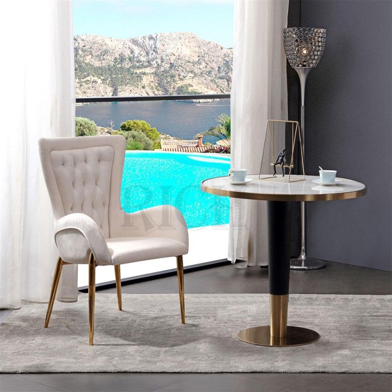 PU Leather Tufted Back Chair for Dining Room Modern Metal Leg Dining Chair