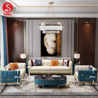 Luxury Living Room Furniture Sofa Set and Gold White Fabric Living Room Sofa Set