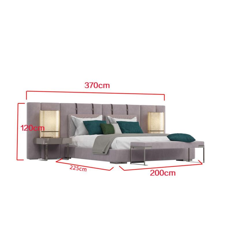 Unique Design Nordic Modern Wood Bedroom Furniture Set Soft Velvet Queen Size Mattress Bed