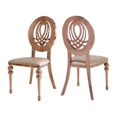 Factory Price Round Mirror Gold Back Hotel Banquet Event Party Stainless Steel Wedding Chair