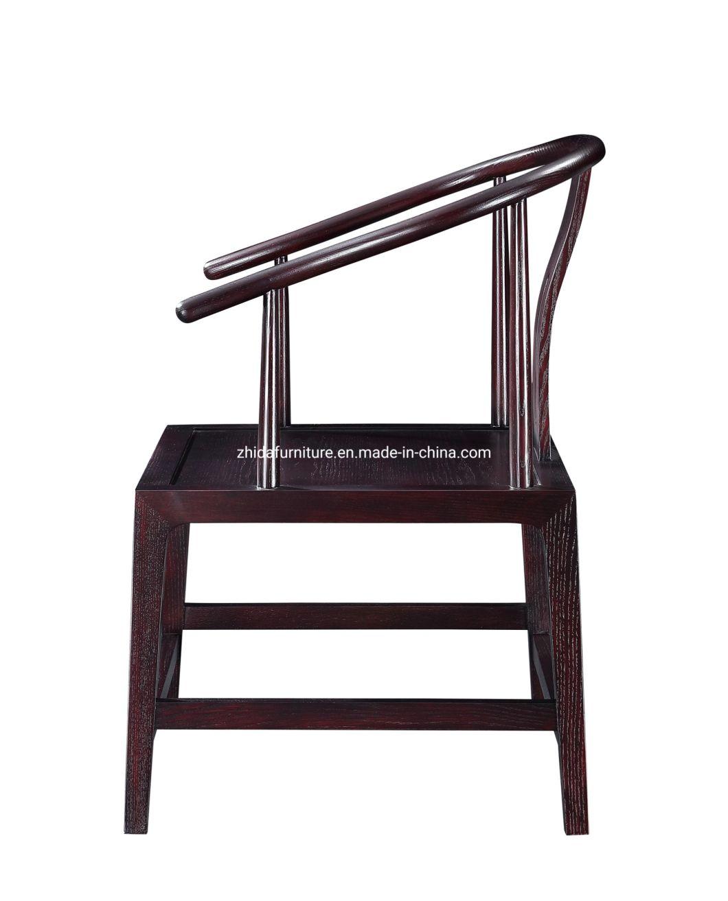 Chinese Furniture Solid Wood Wooden Armrest Dining Chair for Reception Hotel Lobby