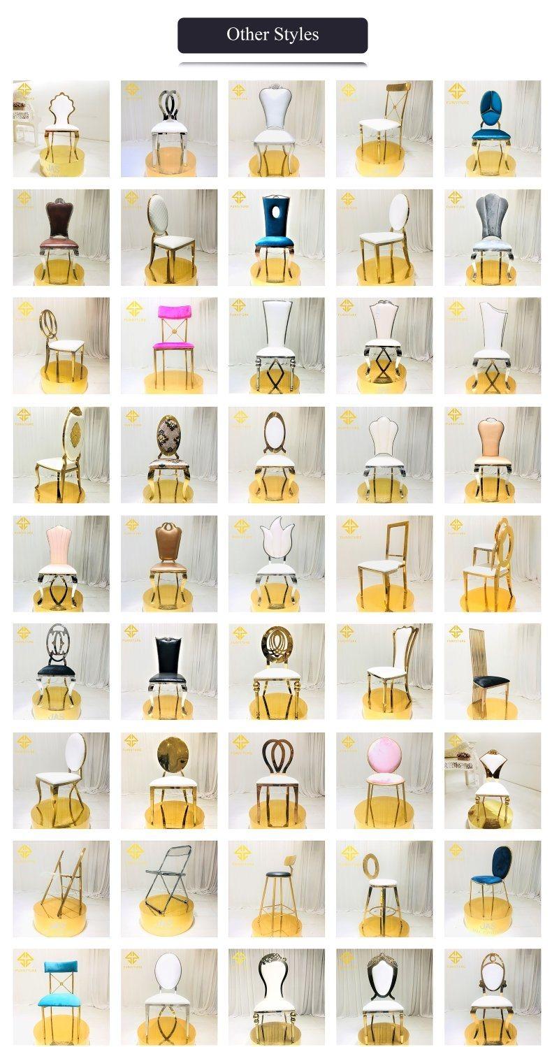 Rental Fancy Gold Stainless Steel Wedding Chair for Restaurant and Banquet with Round Back
