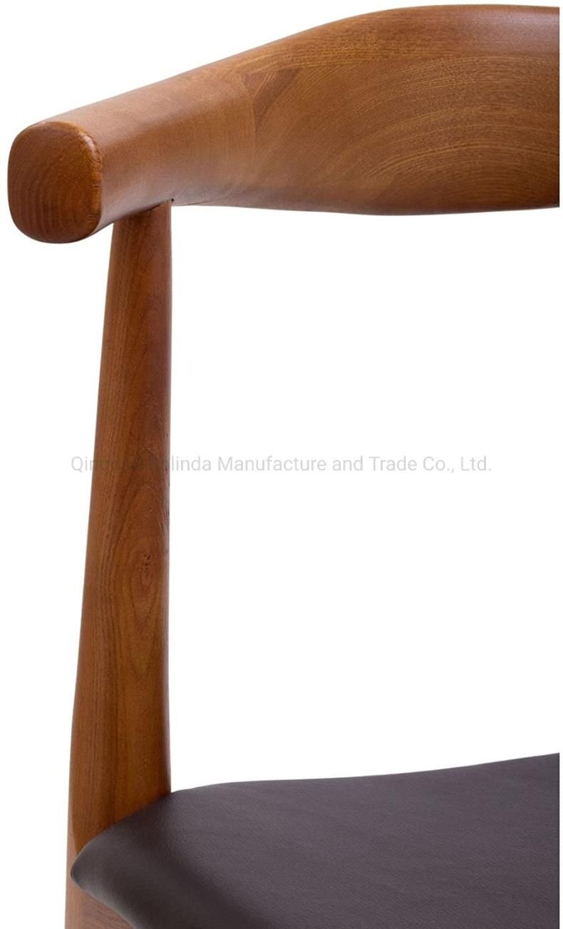 North European Style Hans Wegner Elbow Dining Chair Wooden Ox Horn Elbow Chair