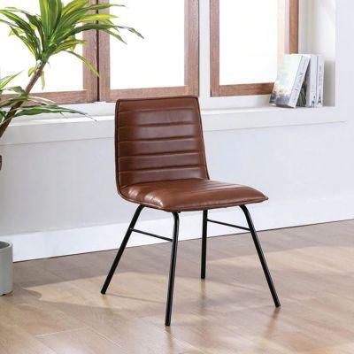 Home Furniture Modern PU Leather Elastic Stretch Seat Brown Dining Chair