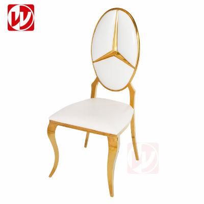 2022 Middle East Wholesale Hot Sale Special Design Gold Mirror White Leather Luxury Banquet Wedding Stainless Steel Chair