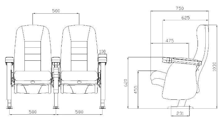 Push Back Multiplex Leather Home Theater Auditorium Movie Cinema Theater Lounge