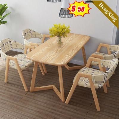 High Quality Restaurant Furniture Rectangle Wooden Iron Metal 6 Seats Luxury Dining Table with Chairs