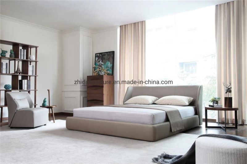 Modern Hotel Home Bedroom Furniture King Queen Leather Bed