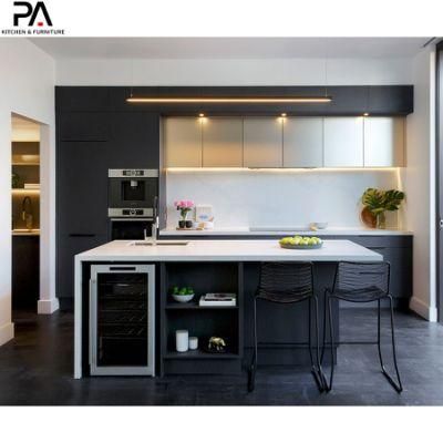 Wholesale Frameless Construction Project White Countertop and Black Cabinet