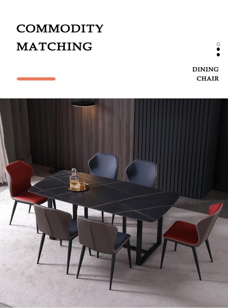 Modern Living Room Furniture Steel Frame Leather Dining Chairs