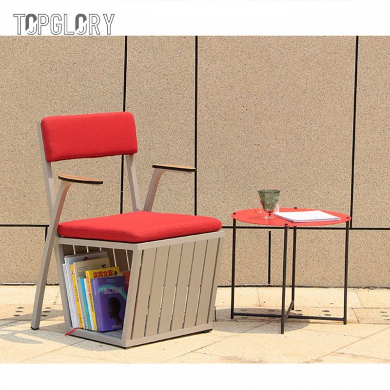 Hot-Selling Creative Design Customized Laser Cut Aluminum Frame Garden Patio Outdoor Chair with Armrest