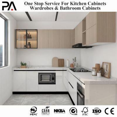PA Apartment Project L-Shaped Cupboard High Gloss Kitchen Island Cabinets