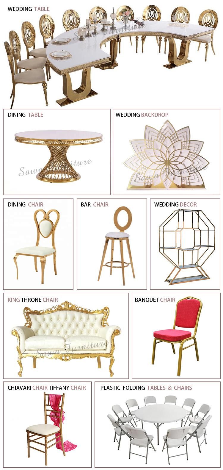 PU Leather Stainless Steel Gold Chair Use for Wedding Event