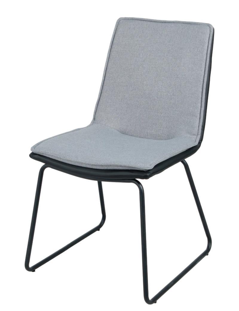 Modern Simple Design Restaurant Cafe Furniture Fabric PU Leather Metal Tube with Black Powder Costing Leg Dining Chair