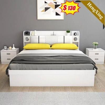 Latest Style Chinese Factory Wholesale High Quality White Color PU Leather Backrest Bedroom Beds