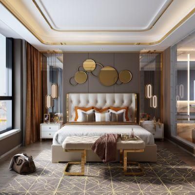 Modern Luxury Home Leather Metal Wall King Queen Size Bedroom Hotel Bed