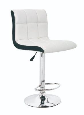 Square Bar Stool with Chrome Base and Footrest
