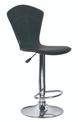 Black PVC High Back Chrome Base Bar Stool