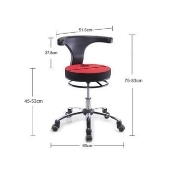 Classical Round Seat Medical Chair Dental Assistant Stool Backrest 360 Degree Rolling