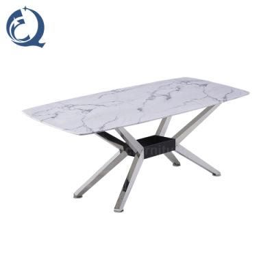 2021 Marble Dining Table Marble Top Set Simple Silver or Gold Legs Dining Table