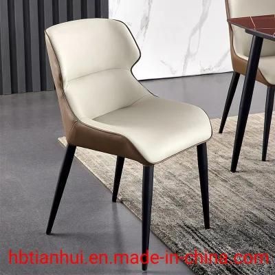 Modern Living Room Dinner Furniture Leather Steel Restaurant Dining Chairs