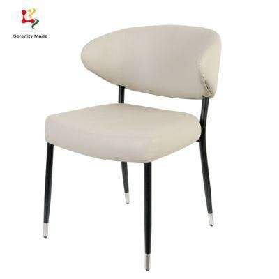 New Design Leather Upholstered Metal Legs Dining Chair