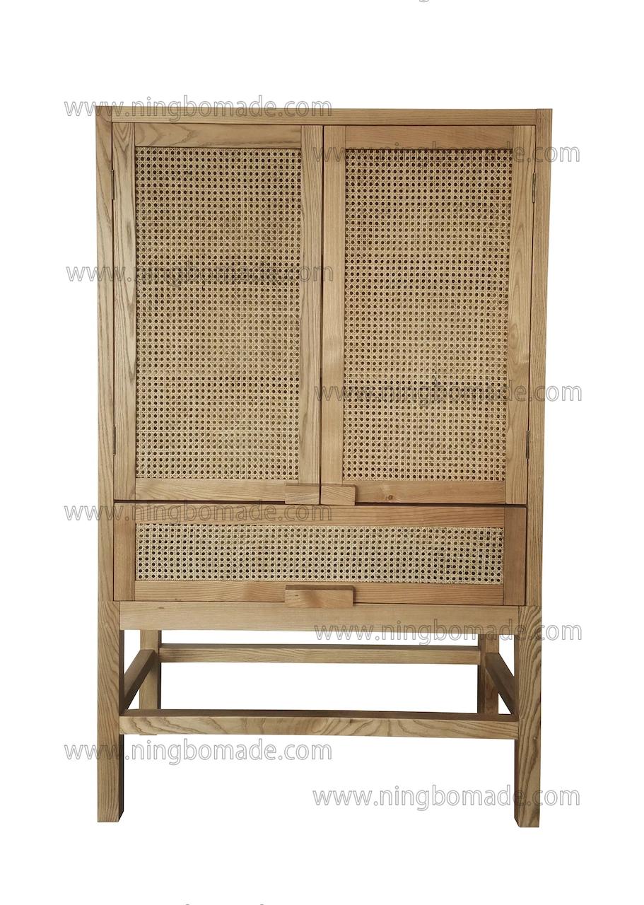 Elegant Rattan Upholstery Furniture Nature Ash Rattan Storage Cabinet