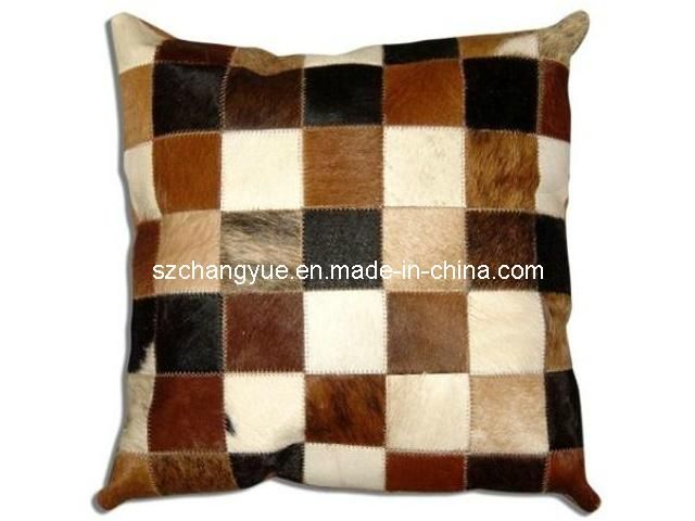 Natural Leather Cowhide Patch Pillows