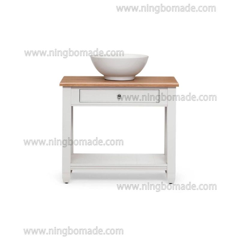 Understated Natural Timbers Furniture White Birch Base Natural Solid Ash Top Single Basin Bathroom Table