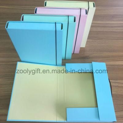 Solid Color A4 FC Office Paper File Case Box Cardboard File Holder with Elastic Closure