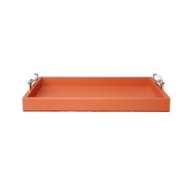 European Metal Tray Leather Hardware Tray Tea Tray Rectangular Tray Home Accessories Tray