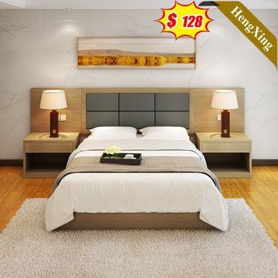 Wooden Leather Hotel Bedroom Furniture Luxury Design Foam Mattress Storage Fabric King Size Bed
