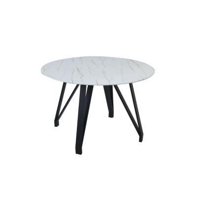 Modern Home Restaurant Bar Furniture Metal Leg Sintered Stone Faux Marble Top Dining Table