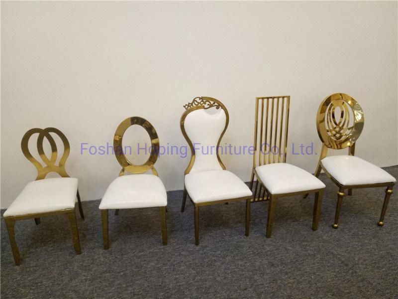 Luxury Golden Banquet Restaurant Dining Furniture Stainless Steel Wedding Chair Metal High Back Chair Home Furniture Dining Chair Gold Hotel Chairs