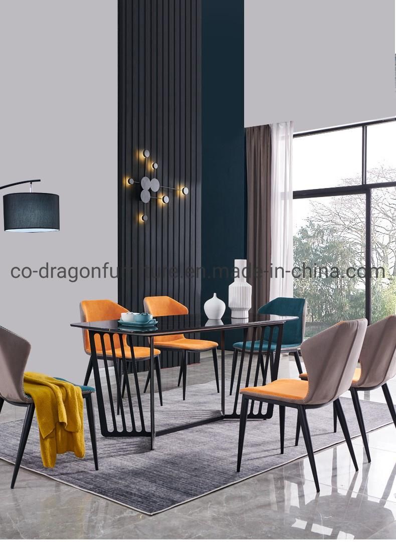 Italian Style High Quality Metal Legs Leather Dining Chair Sets