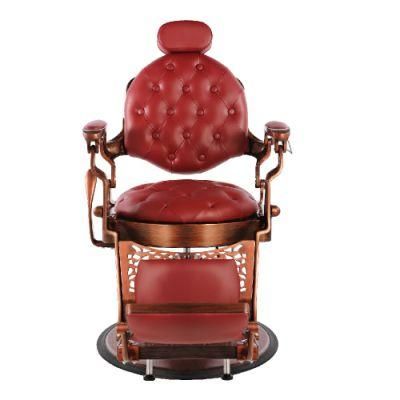 Red Barber Chair for Beauty Salon Vintage Reclining Salon Chairs for Barber Shop