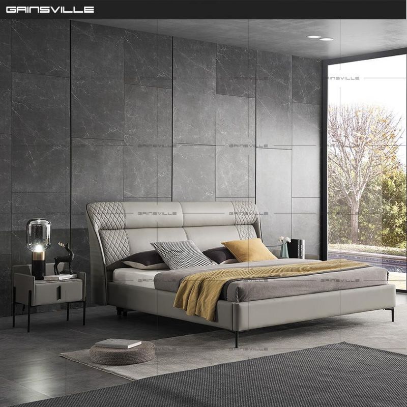 Hot Sale Fashion Home Bedroom Furniture Sofa Bed King Bed Double Bed Upholstered Leather Bed in Italy Style