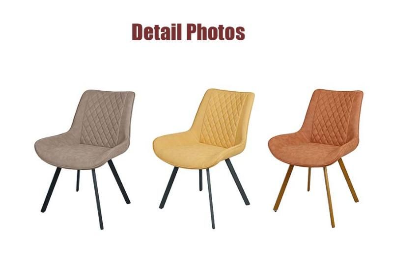 Modern Popular Dining Room Style Coffee Shop Furniture Fabric PU Leather Chairs Dining Chairs with Metal Legs