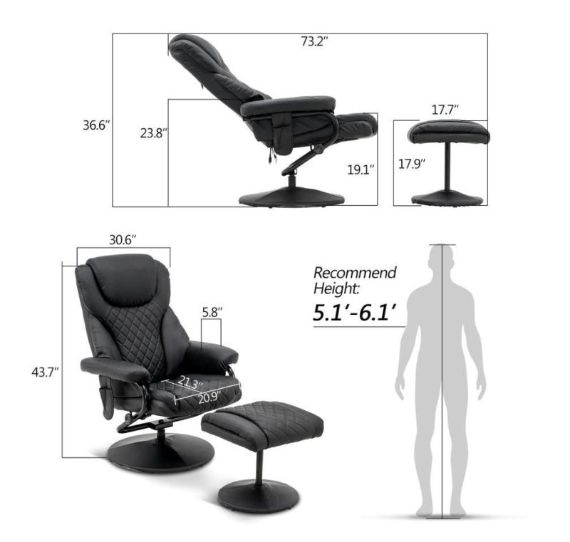 High Back Swivel Reclining Leisure Chair with Footrest