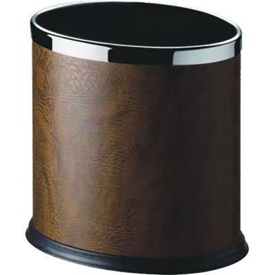 Single Layer Oval Waste Bin with PU Leather