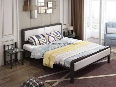 Modern Bedroom Furniture Leather Upholstered Stainless Steel Bed