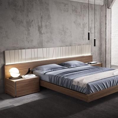 Manufacturer Direct MDF Wooden Extra King Bed Bedroom Furniture in 4 Pieces