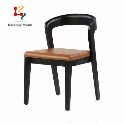 High Class Custom Restaurant Leather or Fabric Material for Seating Option Timber Teak Wood Dining Chair