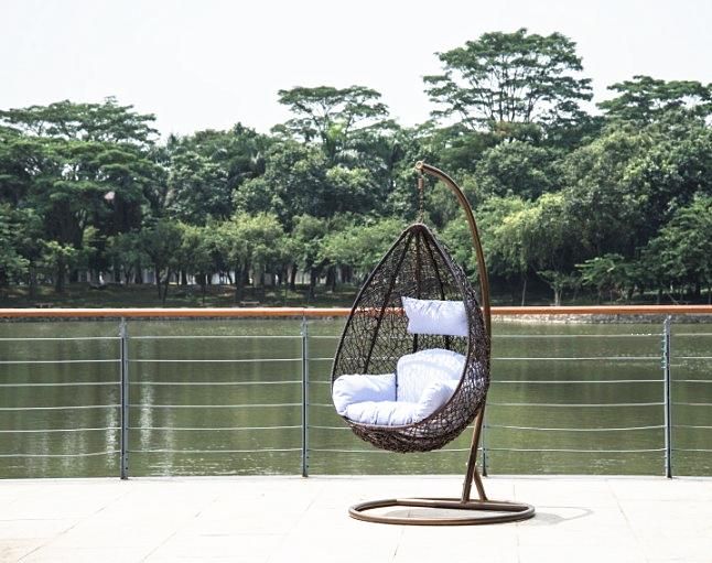 PE Rattan Woven Patio Furniture Outdoor Rattan Swing Garden Single Chair