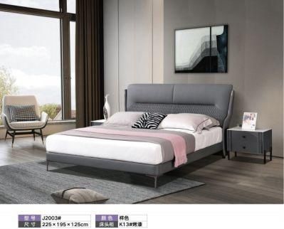 New Arrival Modern Wooden Home Hotel Bedroom Furniture Bedroom Set Wall Sofa Double Bed Leather King Bed (UL-BEJ2003)