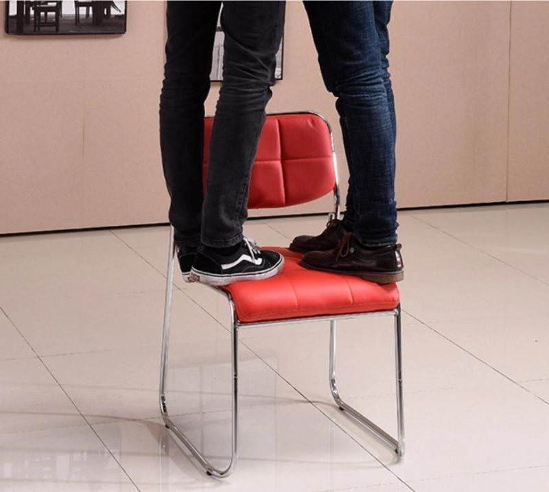 Factory Office Furniture with Metal Legs Leather Dining Chair